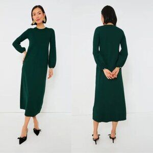 NWT Pomander Place Hunter Green Double Knit Lennox Midi Dress Women's S